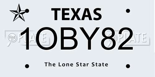 1OBY82 Texas License Plate