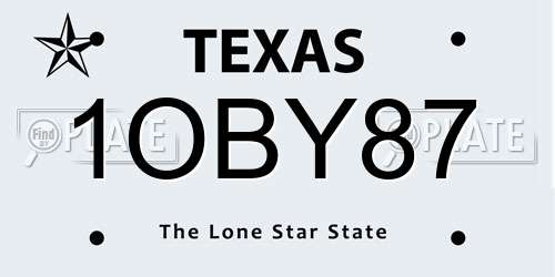 1OBY87 Texas License Plate