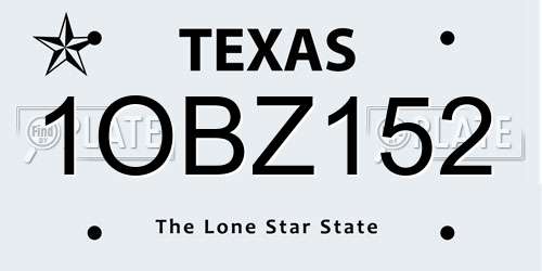 1OBZ152 Texas License Plate