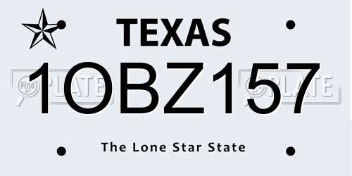 1OBZ157 Texas License Plate