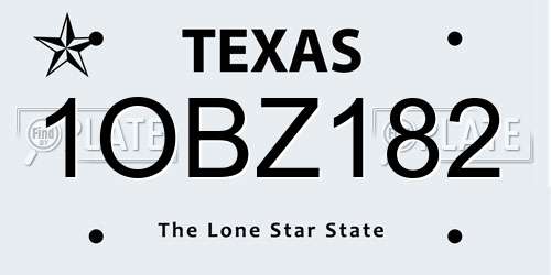 1OBZ182 Texas License Plate
