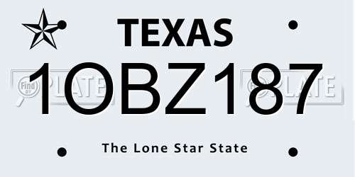 1OBZ187 Texas License Plate