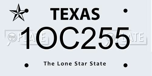 1OC255 Texas License Plate