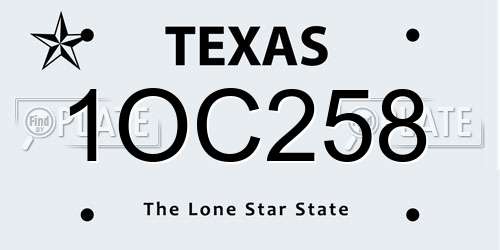 1OC258 Texas License Plate