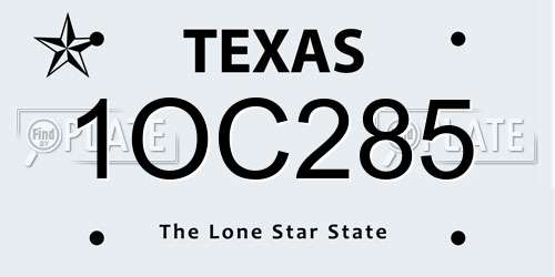 1OC285 Texas License Plate