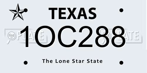 1OC288 Texas License Plate