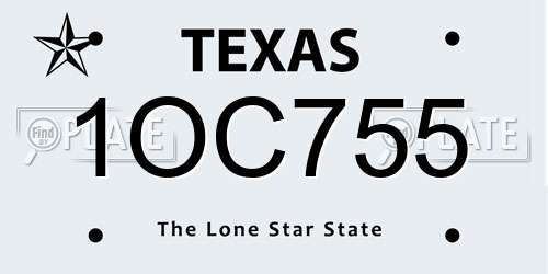 1OC755 Texas License Plate