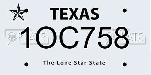 1OC758 Texas License Plate