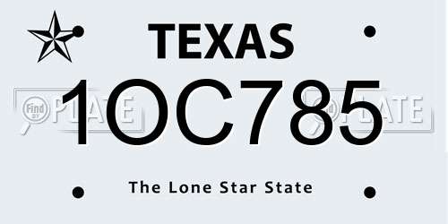 1OC785 Texas License Plate