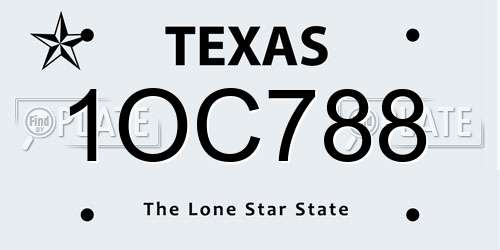 1OC788 Texas License Plate