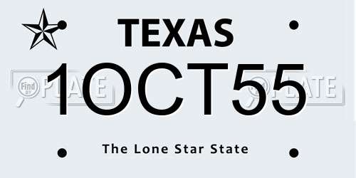 1OCT55 Texas License Plate