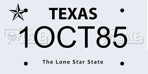 1OCT85 Texas License Plate