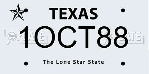 1OCT88 Texas License Plate