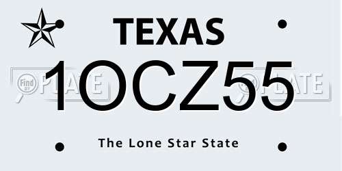1OCZ55 Texas License Plate