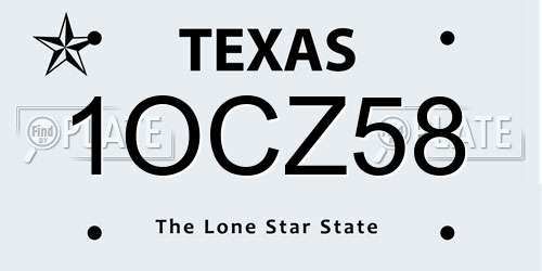 1OCZ58 Texas License Plate