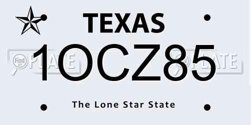 1OCZ85 Texas License Plate