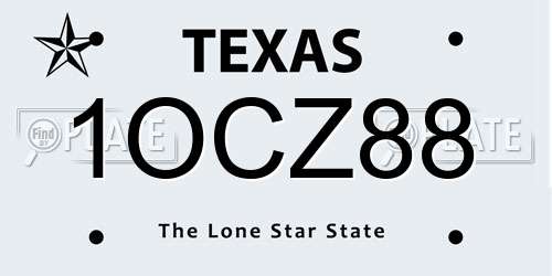 1OCZ88 Texas License Plate