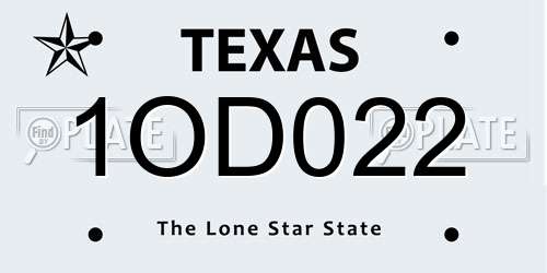 1OD022 Texas License Plate