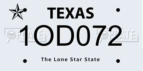 1OD072 Texas License Plate