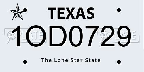 1OD0729 Texas License Plate