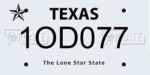 1OD077 Texas License Plate