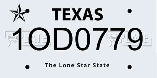1OD0779 Texas License Plate