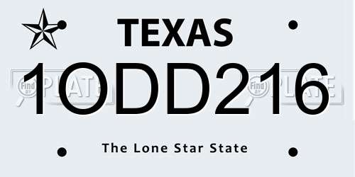 1ODD216 Texas License Plate
