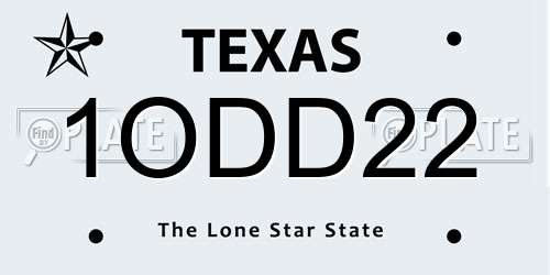 1ODD22 Texas License Plate