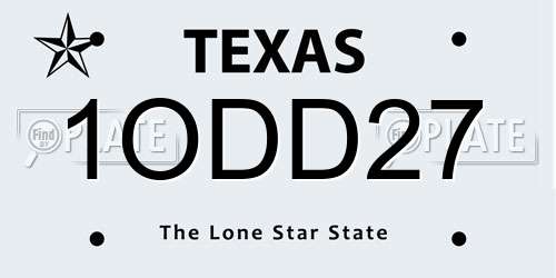 1ODD27 Texas License Plate