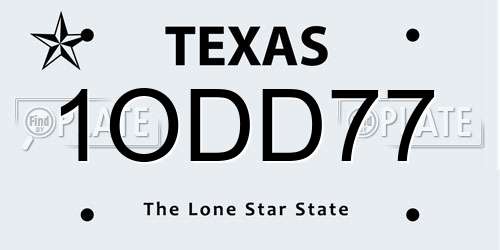 1ODD77 Texas License Plate