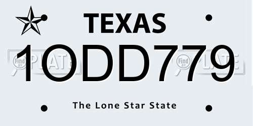 1ODD779 Texas License Plate