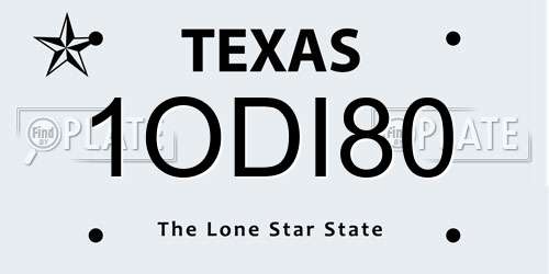 1ODI80 Texas License Plate