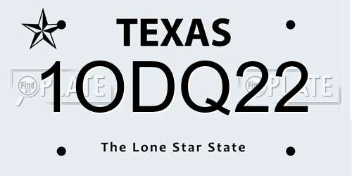 1ODQ22 Texas License Plate