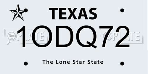 1ODQ72 Texas License Plate