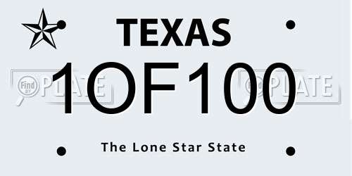 1OF100 Texas License Plate