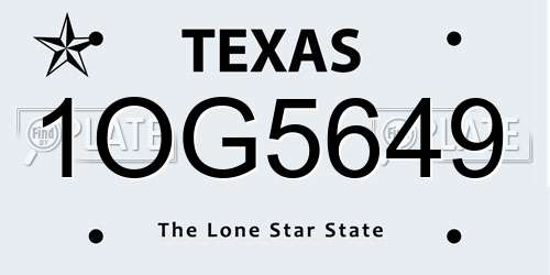 1OG5649 Texas License Plate
