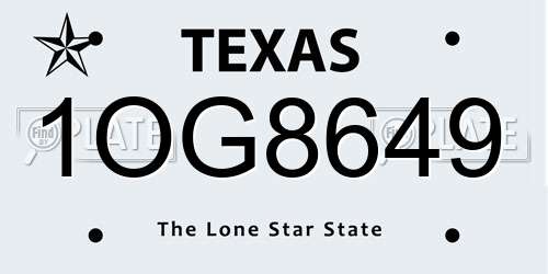 1OG8649 Texas License Plate