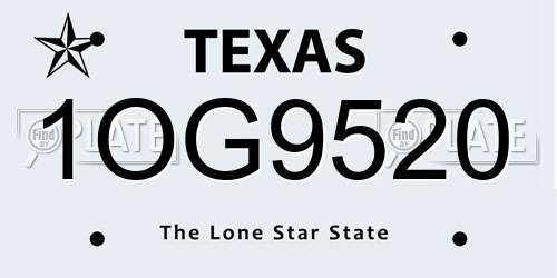 1OG9520 Texas License Plate