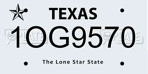 1OG9570 Texas License Plate