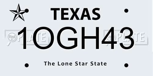 1OGH43 Texas License Plate