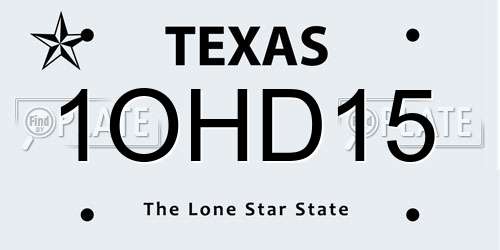 1OHD15 Texas License Plate