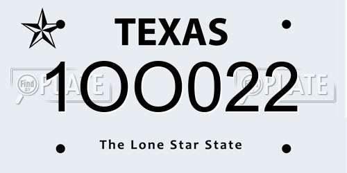 1OO022 Texas License Plate