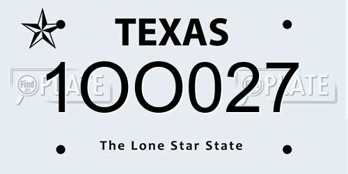1OO027 Texas License Plate