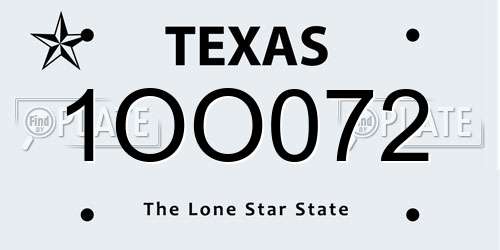 1OO072 Texas License Plate