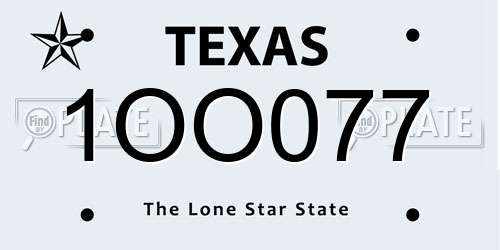 1OO077 Texas License Plate