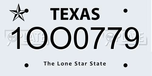 1OO0779 Texas License Plate