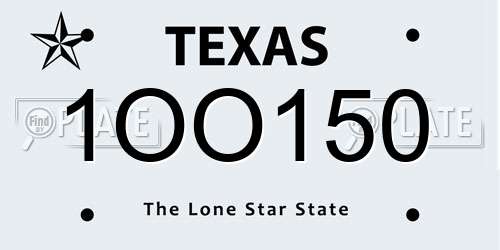 1OO150 Texas License Plate