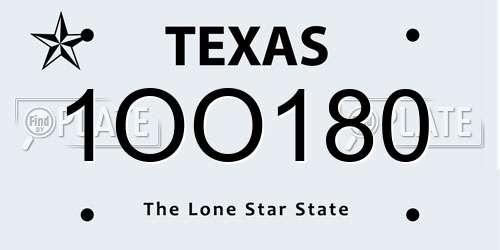 1OO180 Texas License Plate