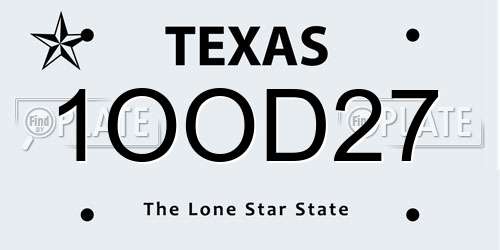 1OOD27 Texas License Plate