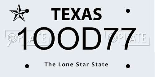 1OOD77 Texas License Plate